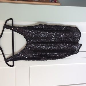 Aritzia Tallulah Black Sequin Tank Top Small